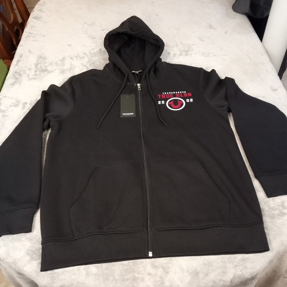 True Religion Black and Red Men's Hoodie Size Large NWT